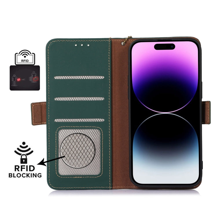 For Honor X9a 4G Genuine Leather Magnetic RFID Leather Phone Case(Green) - Honor Cases by buy2fix | Online Shopping UK | buy2fix