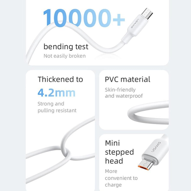 USAMS US-SJ609 U84 2A USB to Micro USB Charging Data Cable, Cable Length:3m(White) - Micro USB Cable by USAMS | Online Shopping UK | buy2fix