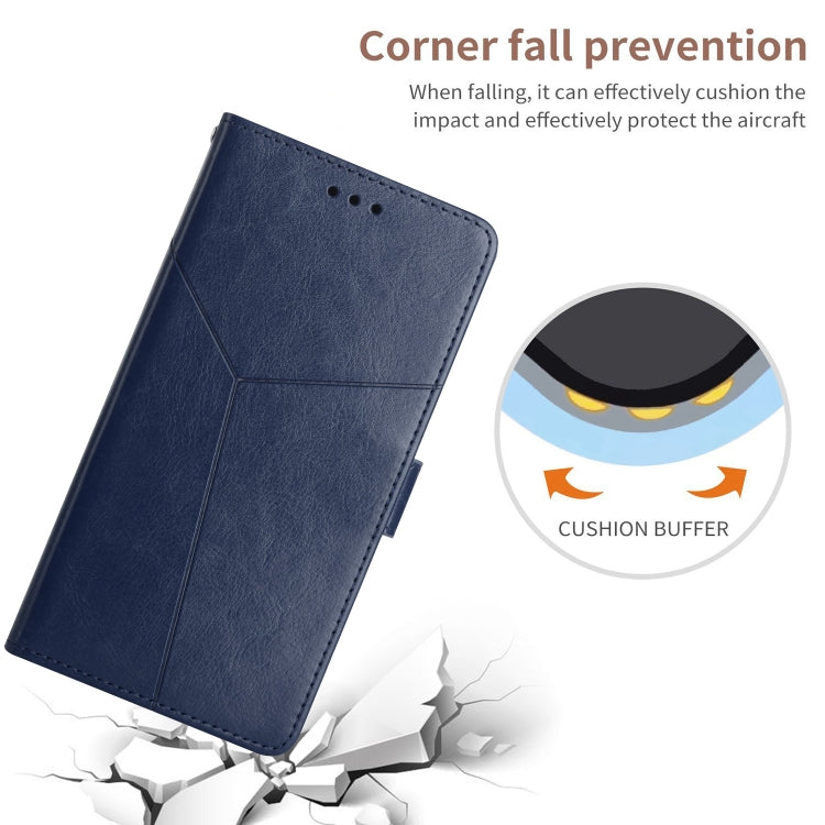 For Xiaomi Redmi Note 12 4G Global HT01 Y-shaped Pattern Flip Leather Phone Case(Blue) - Note 12 Cases by buy2fix | Online Shopping UK | buy2fix