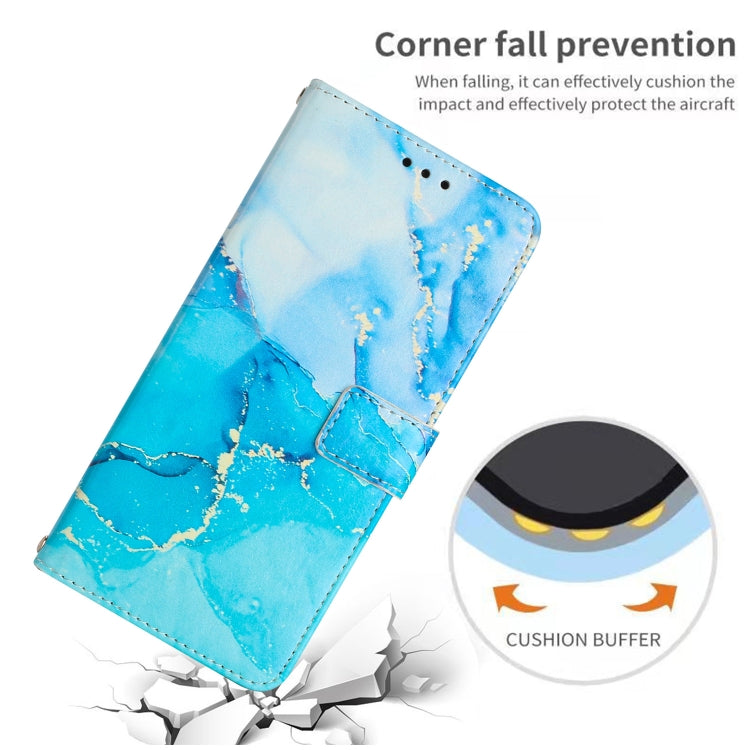 For Motorola Moto G73 Painted Marble Pattern Leather Phone Case(Blue Green) - Motorola Cases by buy2fix | Online Shopping UK | buy2fix