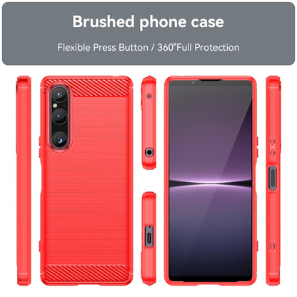 For Sony Xperia 1 V Brushed Texture Carbon Fiber TPU Phone Case(Red) - Sony Cases by buy2fix | Online Shopping UK | buy2fix