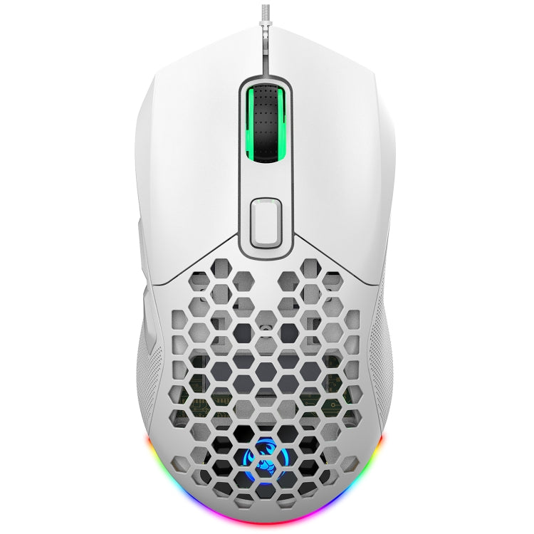 HXSJ X300 7200DPI RGB Backlight Interchangeable Back Cover Hole Gaming Wired Mouse(White) - Wired Mice by HXSJ | Online Shopping UK | buy2fix