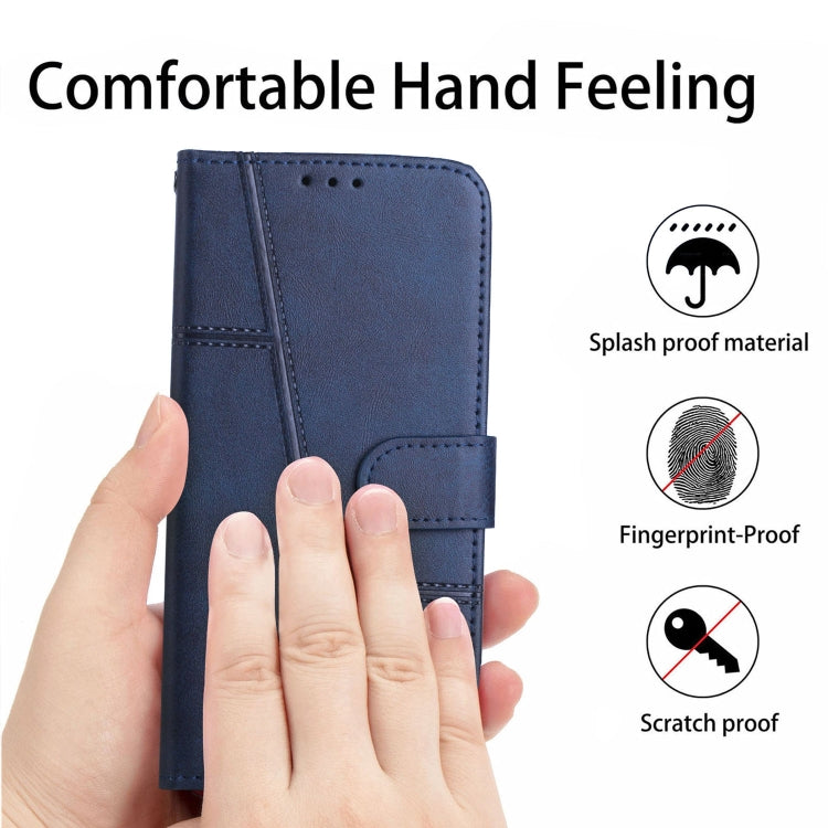 For Tecno Spark Go 2023 Stitching Calf Texture Buckle Leather Phone Case(Blue) - Tecno Cases by buy2fix | Online Shopping UK | buy2fix