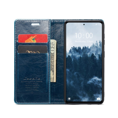 For Xiaomi Redmi Note 12 5G / Poco X5 CaseMe 003 Crazy Horse Texture Leather Phone Case(Blue) - Note 12 Cases by CaseMe | Online Shopping UK | buy2fix