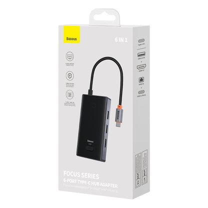 Baseus WKYY030213 6 in 1 USB-C / Type-C to USB3.0x3+HDMI+PD+RJ45 HUB Adapter(Space Grey) - Computer & Networking by Baseus | Online Shopping UK | buy2fix