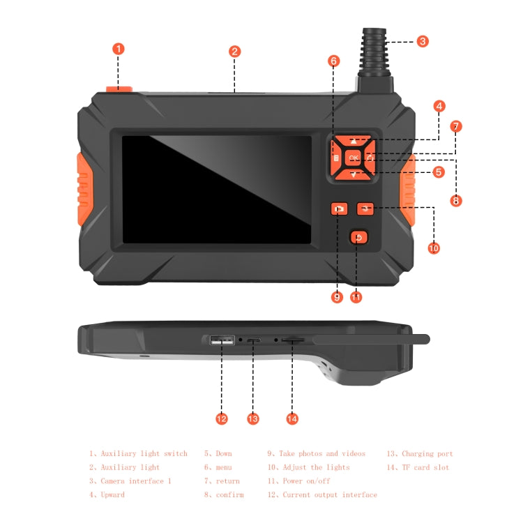 P130 8mm 4.3 inch Triple Camera with Screen Endoscope, Length:2m - Consumer Electronics by buy2fix | Online Shopping UK | buy2fix