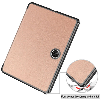 For OnePlus Pad Custer Pure Color 3-Fold Holder Smart Leather Tablet Case(Rose Gold) - Others by buy2fix | Online Shopping UK | buy2fix