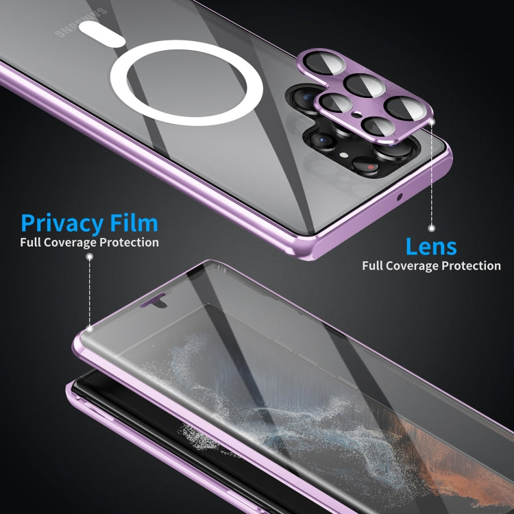 For Samsung Galaxy S23 5G HD Full Cover Magsafe Magnetic Metal Tempered Glass Phone Case(Purple) - Galaxy S23 5G Cases by buy2fix | Online Shopping UK | buy2fix
