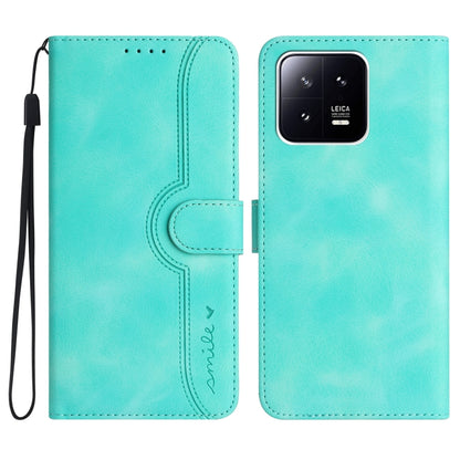 For Xiaomi 13 Heart Pattern Skin Feel Leather Phone Case(Light Blue) - 13 Cases by buy2fix | Online Shopping UK | buy2fix