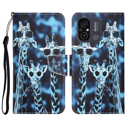 For Xiaomi Redmi 12C Colored Drawing Leather Phone Case(Giraffes) - Xiaomi Cases by buy2fix | Online Shopping UK | buy2fix