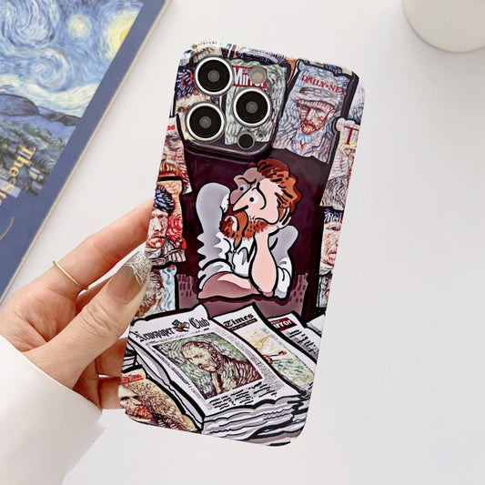 For iPhone 13 Precise Hole Oil Painting Glossy PC Phone Case(Newspaper) - iPhone 13 Cases by buy2fix | Online Shopping UK | buy2fix