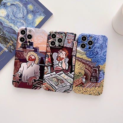 For iPhone 12 Pro Precise Hole Oil Painting Glossy PC Phone Case(Train) - iPhone 12 / 12 Pro Cases by buy2fix | Online Shopping UK | buy2fix