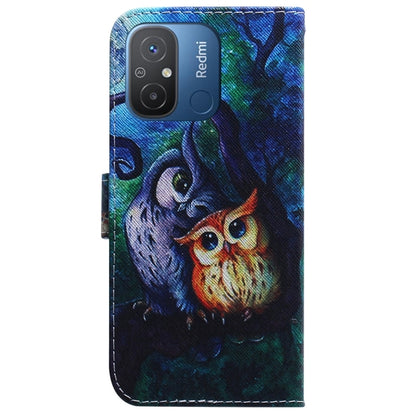 For Xiaomi Redmi 12C / 11A Coloured Drawing Flip Leather Phone Case(Oil Painting Owl) - Xiaomi Cases by buy2fix | Online Shopping UK | buy2fix