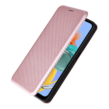 For Samsung Galaxy M14 5G Global Carbon Fiber Texture Flip Leather Phone Case(Pink) - Galaxy Phone Cases by buy2fix | Online Shopping UK | buy2fix