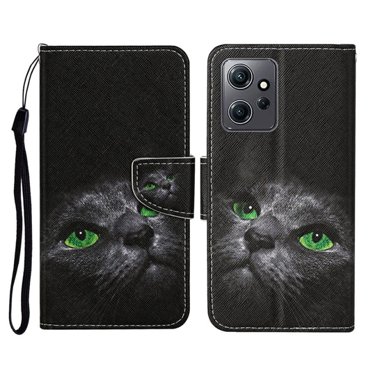 For Xiaomi Redmi Note 12 4G Global Colored Drawing Pattern Flip Leather Phone Case(Black Cat) - Note 12 Cases by buy2fix | Online Shopping UK | buy2fix