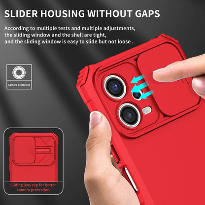For Xiaomi Redmi Note 12 5G / Poco X5 Stereoscopic Holder Sliding Camshield Phone Case(Red) - Note 12 Cases by buy2fix | Online Shopping UK | buy2fix
