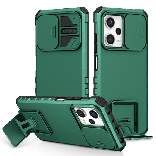 For Xiaomi Redmi Note 12 Pro 5G / Poco X5 Pro Stereoscopic Holder Sliding Camshield Phone Case(Green) - Note 12 Pro Cases by buy2fix | Online Shopping UK | buy2fix