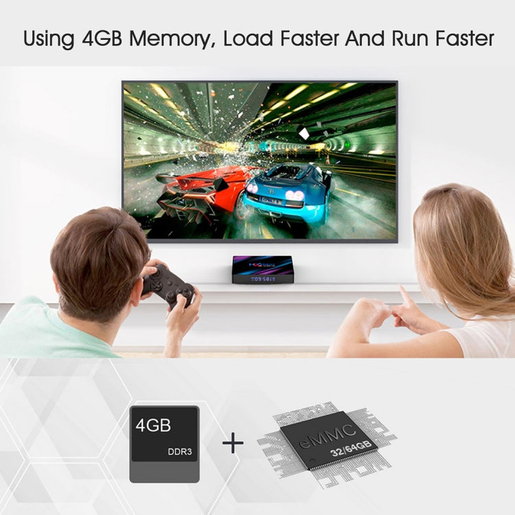 H96 Max-3318 4K Ultra HD Android TV Box with Remote Controller, Android 10.0, RK3318 Quad-Core 64bit Cortex-A53, 4GB+32GB, Support TF Card / USBx2 / AV / Ethernet, Plug Specification:EU Plug - Consumer Electronics by buy2fix | Online Shopping UK | buy2fix