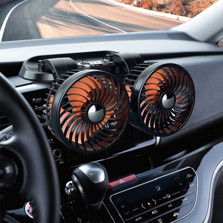 F622U Car Creative Folding Rotatable Double Head Electric Cooling Fan with Dual USB Charging Port, Style:USB Universal - In Car by buy2fix | Online Shopping UK | buy2fix