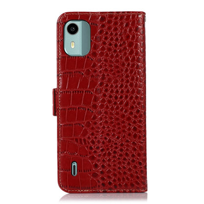 For Nokia C12 4G Crocodile Top Layer Cowhide Leather Phone Case(Red) - Nokia Cases by buy2fix | Online Shopping UK | buy2fix