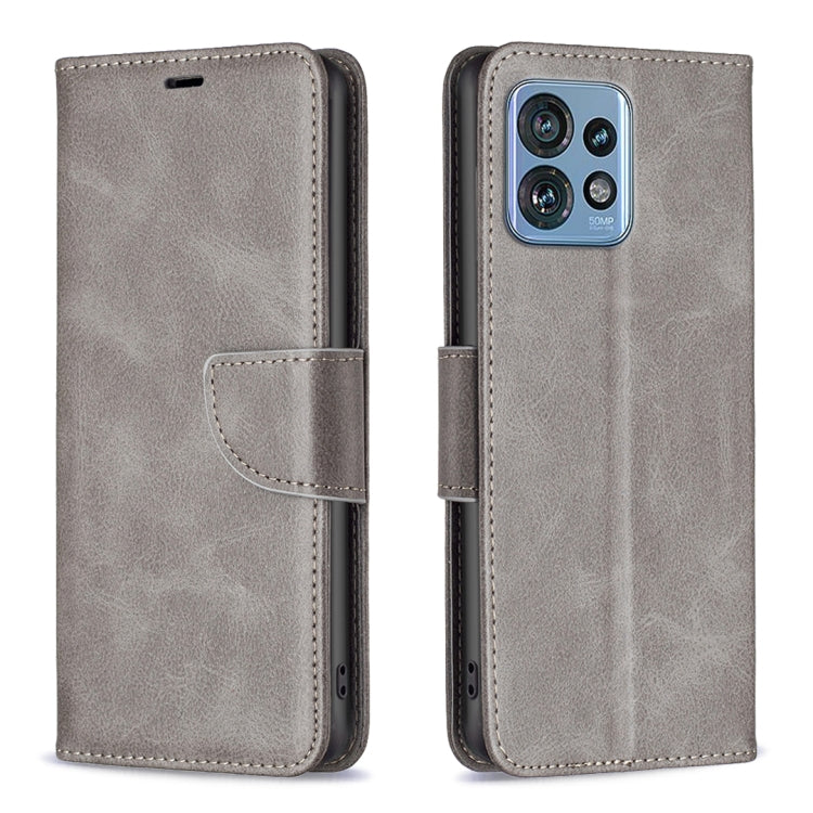 For Motorola Edge 40 Pro 5G / Moto X40 / X40 Pro Lambskin Texture Pure Color Flip Leather Phone Case(Grey) - Motorola Cases by buy2fix | Online Shopping UK | buy2fix