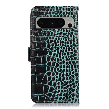 For Google Pixel 8 Pro Crocodile Top Layer Cowhide Leather Phone Case(Green) - Google Cases by buy2fix | Online Shopping UK | buy2fix