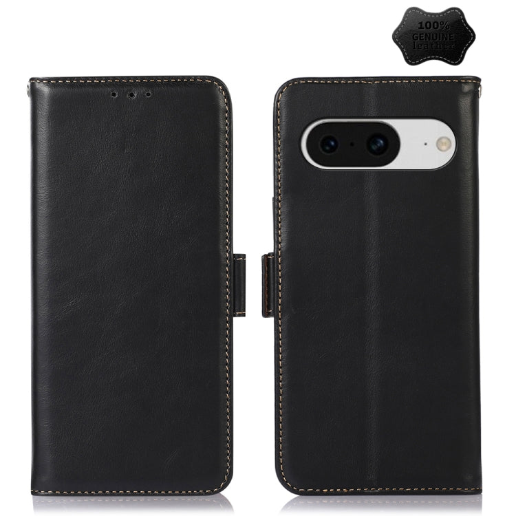 For Google Pixel 8 Crazy Horse Top Layer Cowhide Leather Phone Case(Black) - Google Cases by buy2fix | Online Shopping UK | buy2fix