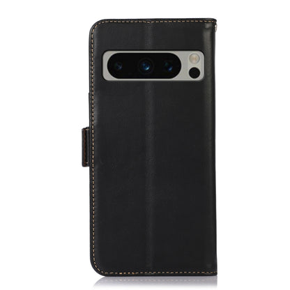 For Google Pixel 8 Pro Crazy Horse Top Layer Cowhide Leather Phone Case(Black) - Google Cases by buy2fix | Online Shopping UK | buy2fix