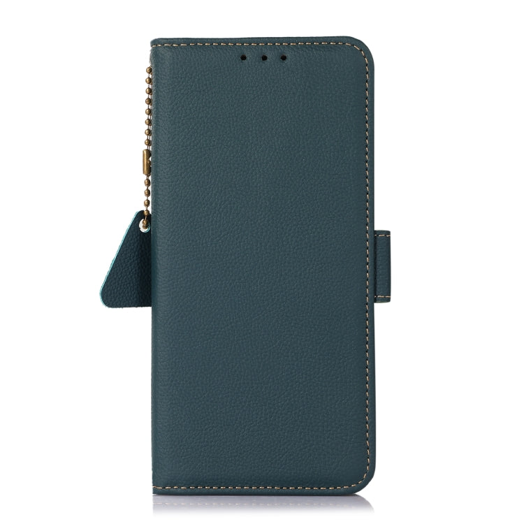 For Nokia C12 4G Side-Magnetic TJ Genuine Leather RFID Phone Case(Green) - Honor Cases by buy2fix | Online Shopping UK | buy2fix