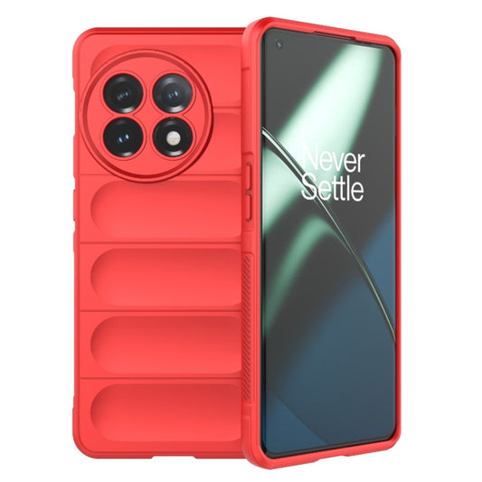 For OnePlus 11 5G Magic Shield TPU + Flannel Phone Case(Red) - OnePlus Cases by buy2fix | Online Shopping UK | buy2fix