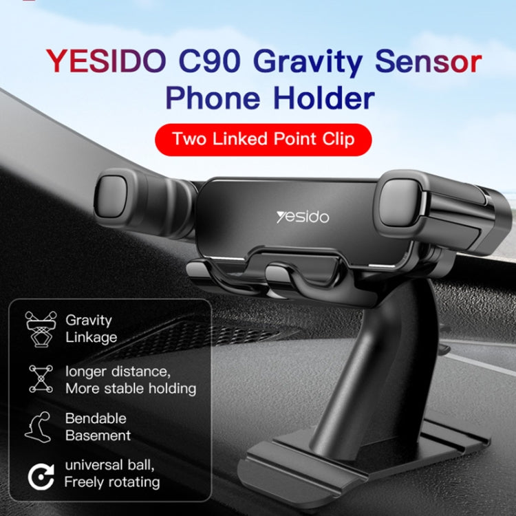 Yesido C90 Car Center Console Paste Magnetic Gravity Mobile Phone Holder(Black) -  by Yesido | Online Shopping UK | buy2fix