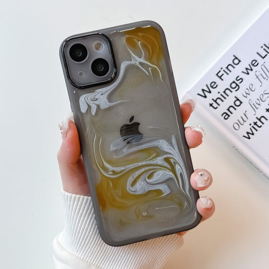 For iPhone 13 Oil Painting Electroplating TPU Phone Case(Grey) - iPhone 13 Cases by buy2fix | Online Shopping UK | buy2fix