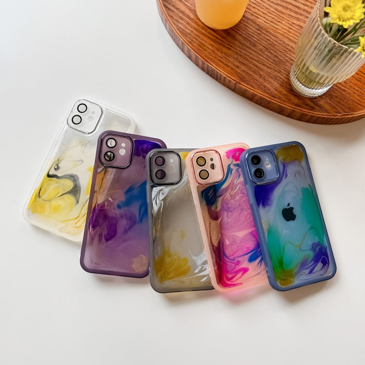 For iPhone 12 Oil Painting Electroplating TPU Phone Case(Grey) - iPhone 12 / 12 Pro Cases by buy2fix | Online Shopping UK | buy2fix