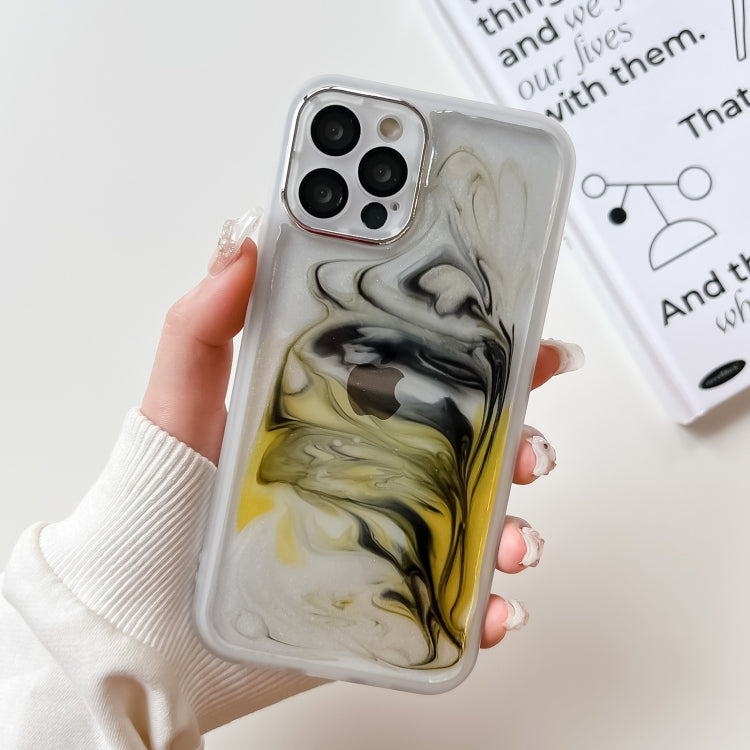 For iPhone 12 Pro Oil Painting Electroplating TPU Phone Case(White) - iPhone 12 / 12 Pro Cases by buy2fix | Online Shopping UK | buy2fix