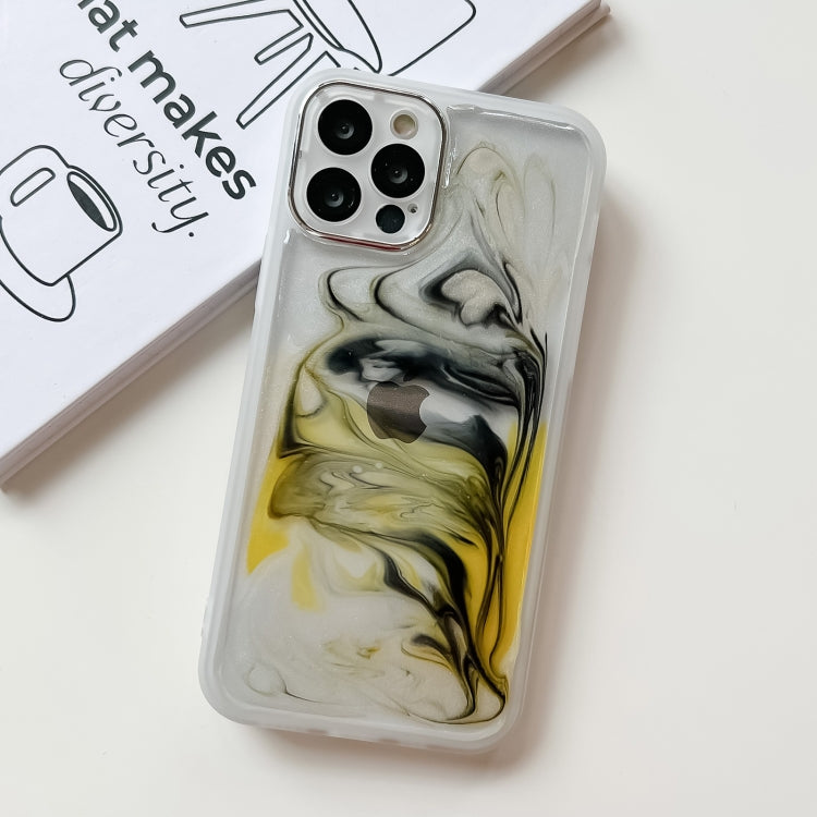 For iPhone 12 Pro Oil Painting Electroplating TPU Phone Case(White) - iPhone 12 / 12 Pro Cases by buy2fix | Online Shopping UK | buy2fix