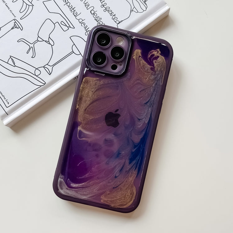 For iPhone 12 Pro Max Oil Painting Electroplating TPU Phone Case(Purple) - iPhone 12 Pro Max Cases by buy2fix | Online Shopping UK | buy2fix