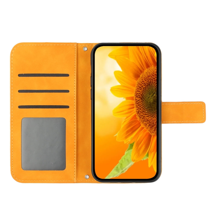 For Xiaomi Redmi 12 4G Global Skin Feel Sun Flower Embossed Flip Leather Phone Case with Lanyard(Yellow) - Xiaomi Cases by buy2fix | Online Shopping UK | buy2fix