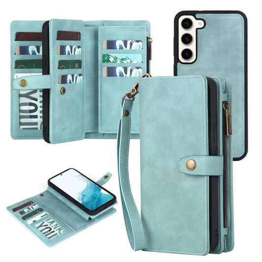 For Samsung Galaxy S21+ 5G Zipper Wallet Detachable MagSafe Leather Phone Case(Blue) - Galaxy S21+ 5G Cases by buy2fix | Online Shopping UK | buy2fix