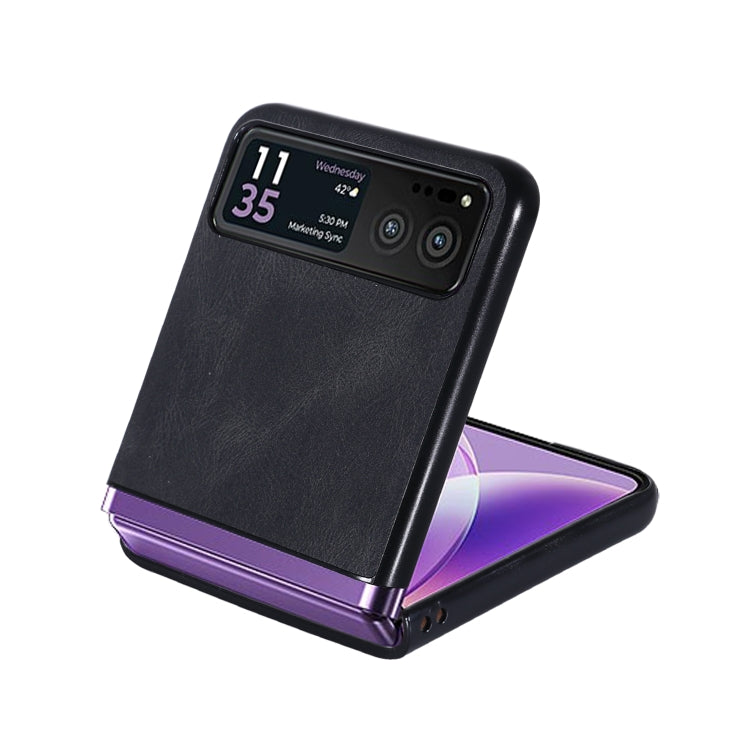 For Motorola Razr 40 Classic Leather + PC Phone Case(Black) - Motorola Cases by buy2fix | Online Shopping UK | buy2fix