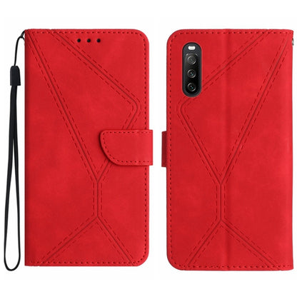 For Sony Xperia 10 IV Stitching Embossed Leather Phone Case(Red) - Sony Cases by buy2fix | Online Shopping UK | buy2fix