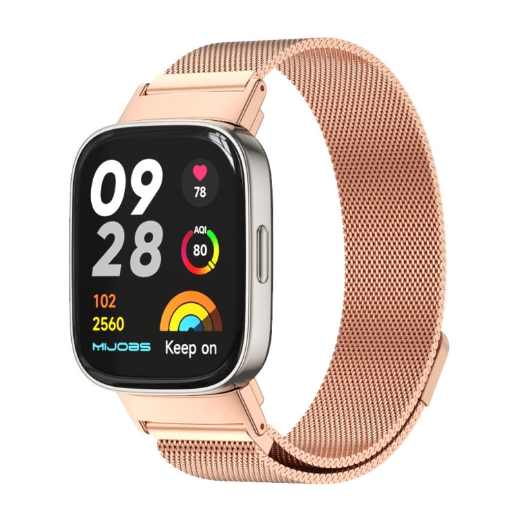 For Redmi Watch 3 Mijobs Milan Magnetic Metal Watch Band(Rose Gold) - Watch Bands by MIJOBS | Online Shopping UK | buy2fix