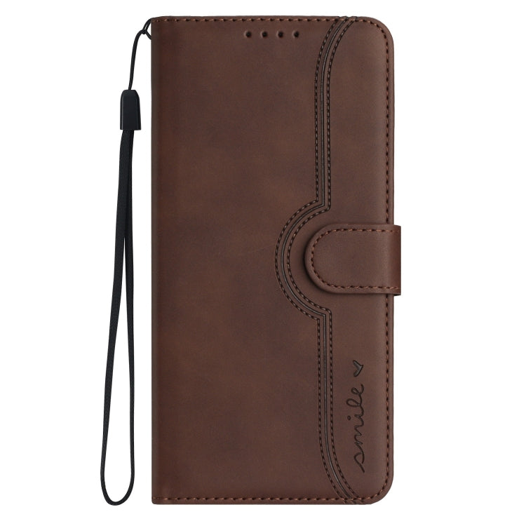 For Samsung Galaxy A24 4G Heart Pattern Skin Feel Leather Phone Case(Brown) - Galaxy Phone Cases by buy2fix | Online Shopping UK | buy2fix