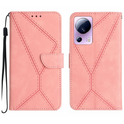 For Xiaomi 13 Lite Stitching Embossed Leather Phone Case(Pink) - 13 Lite Cases by buy2fix | Online Shopping UK | buy2fix