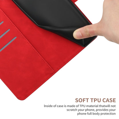 For Xiaomi Redmi Note 12 4G Stitching Embossed Leather Phone Case(Red) - Note 12 Cases by buy2fix | Online Shopping UK | buy2fix