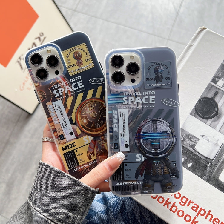 For iPhone 14 Pro Dual-side IMD Astronaut Frosted Phone Case(Black Gold) - iPhone 14 Pro Cases by buy2fix | Online Shopping UK | buy2fix