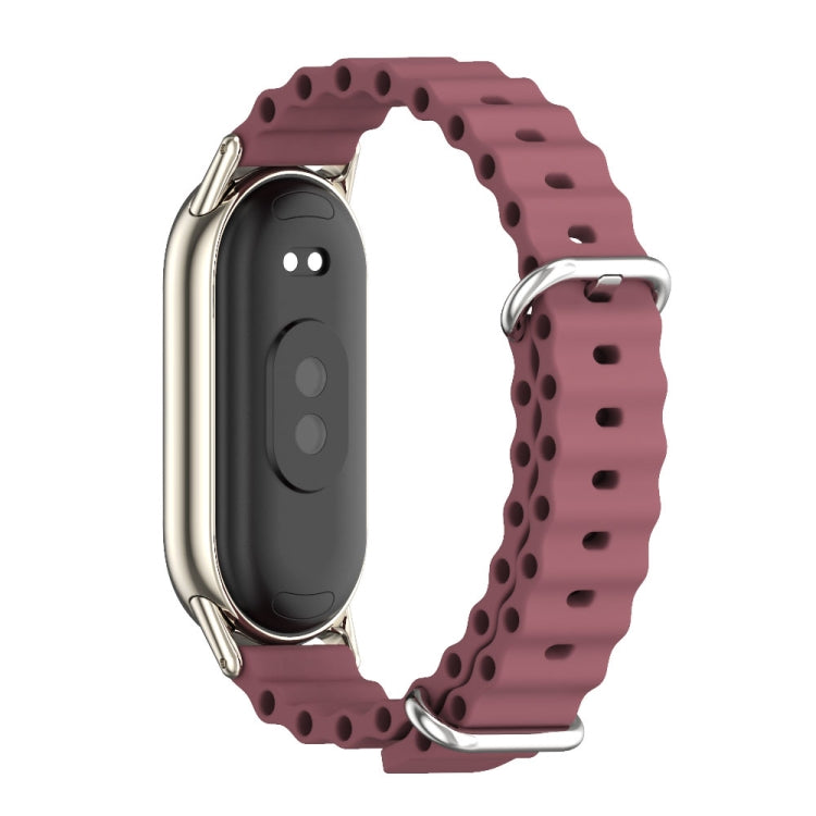 For Xiaomi Mi Band 8 / 9 / 9 NFC Mijobs Marine Silicone Breathable Watch Band(Wine Red Light Gold) - Watch Bands by MIJOBS | Online Shopping UK | buy2fix