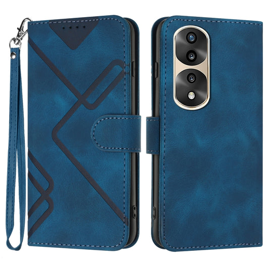 For Honor 70 Pro / 70 Pro+ Line Pattern Skin Feel Leather Phone Case(Royal Blue) - Honor Cases by buy2fix | Online Shopping UK | buy2fix