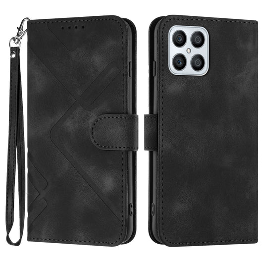 For Honor X8 4G/X30i/Play6T Pro Line Pattern Skin Feel Leather Phone Case(Black) - Honor Cases by buy2fix | Online Shopping UK | buy2fix