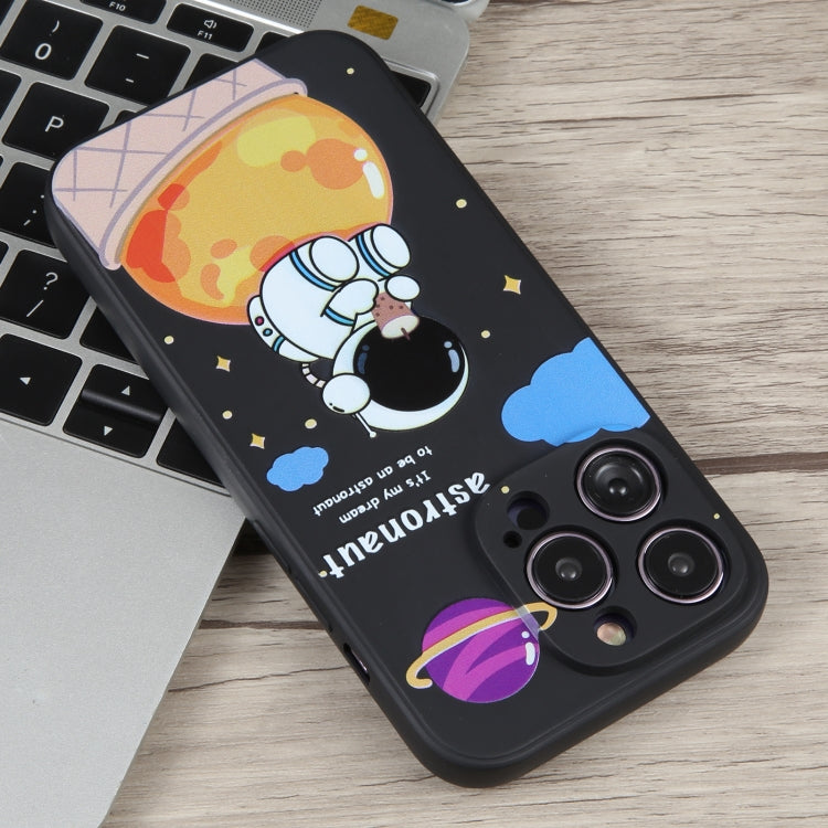 For iPhone SE 2022 / SE 2020 / 8 / 7 Milk Tea Astronaut Pattern Liquid Silicone Phone Case(Ivory Black) - iPhone SE 2022 / 2020 / 8 / 7 Cases by buy2fix | Online Shopping UK | buy2fix