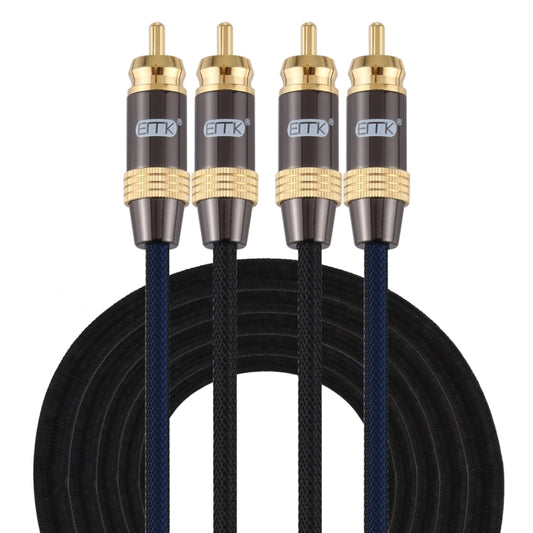 EMK 2 x RCA Male to 2 x RCA Male Gold Plated Connector Nylon Braid Coaxial Audio Cable for TV / Amplifier / Home Theater / DVD, Cable Length:3m(Black) - Audio Optical Cables by EMK | Online Shopping UK | buy2fix